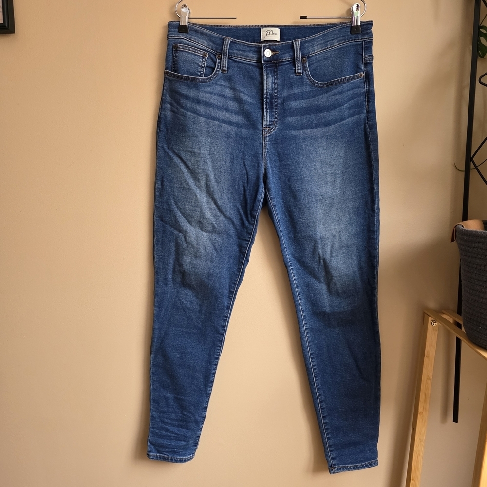 J.Crew Women's Size 32 High-Rise Medium Wash Blue Zipper Fly Jeans Cotton Blend